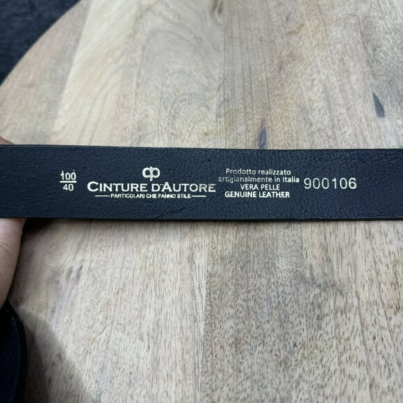 Cinture Dautore Mens Belts Genuine Leather Silver Buckle SIze 40 Italian - Picture 7 of 9